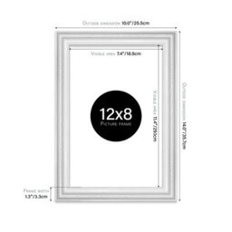 12X8 White Ornate Picture Frame (30.5 X 20.3Cm) Poster, Photo, Artwork, Gallery Wall Or Print - thumbnail 2