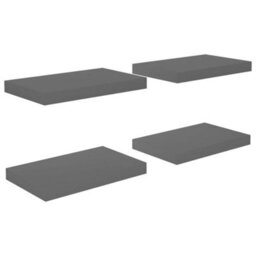 Vidaxl Floating Wall Shelves 4 Pcs High Gloss Grey 40X23X3.8 Cm Mdf - thumbnail 2