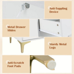 3-Drawer Dresser W/ Flip-Up Fluted Glass Door - thumbnail 3