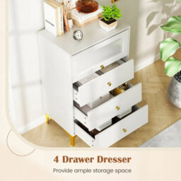 3-Drawer Dresser W/ Flip-Up Fluted Glass Door - thumbnail 4