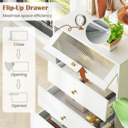 3-Drawer Dresser W/ Flip-Up Fluted Glass Door - thumbnail 5