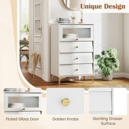 3-Drawer Dresser W/ Flip-Up Fluted Glass Door - thumbnail 6