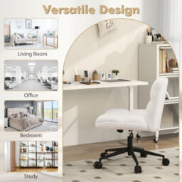 Costway Modern Rolling Office Chair Upholstered Criss Cross Chair Vanity Chair - thumbnail 9