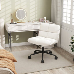 Costway Modern Rolling Office Chair Upholstered Criss Cross Chair Vanity Chair - thumbnail 1