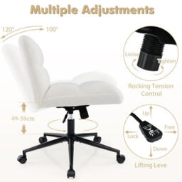 Costway Modern Rolling Office Chair Upholstered Criss Cross Chair Vanity Chair - thumbnail 5