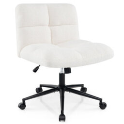 Costway Modern Rolling Office Chair Upholstered Criss Cross Chair Vanity Chair - thumbnail 2