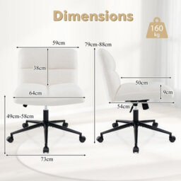 Costway Modern Rolling Office Chair Upholstered Criss Cross Chair Vanity Chair - thumbnail 3