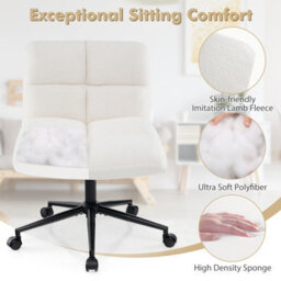 Costway Modern Rolling Office Chair Upholstered Criss Cross Chair Vanity Chair - thumbnail 6
