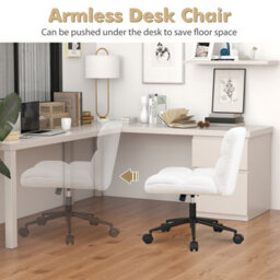 Costway Modern Rolling Office Chair Upholstered Criss Cross Chair Vanity Chair - thumbnail 7
