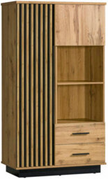 Arte Lamelo La4 Display Cabinet - Sophisticated Storage In Oak Wotan & Black Matt, H1600mm W900mm D400mm