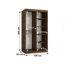Arten Almeria Oak Walnut 100Cm Sliding Wardrobe With Mirrored Door - thumbnail 3