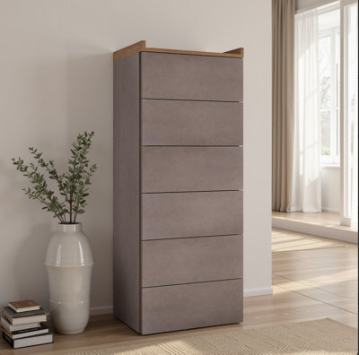 FurniComp LTD Furnicomp Renato 6 Drawer 50Cm Tall Chest Of Drawers - Bronze & Mercure Oak - image 1