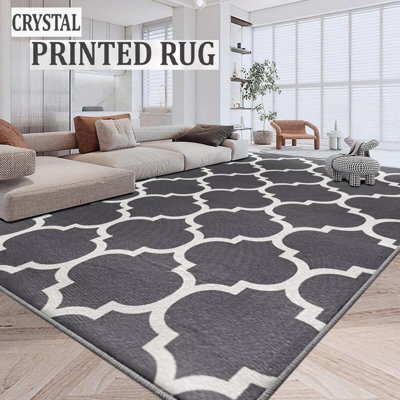 Ameha Non Slip Kitchen Rugs Ava Grey Printed Extra Long Living Room Carpet Bedroom Rug 200 X 290 Cm - image 1