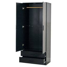 Urbn-Living Urbnliving Height 180Cm Wooden Black Tall 2 Door Wardrobe With 2 Drawers Bedroom Storage With Hanging Bar For Clothes - thumbnail 2