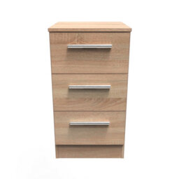 Trent 3 Drawer Bedside Cabinet In Black & Black Matt (Ready Assembled) - thumbnail 1