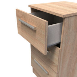 Trent 3 Drawer Bedside Cabinet In Black & Black Matt (Ready Assembled) - thumbnail 5