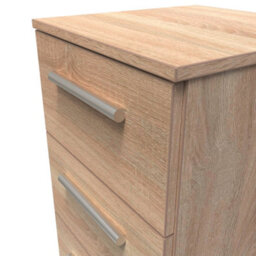 Trent 3 Drawer Bedside Cabinet In Black & Black Matt (Ready Assembled) - thumbnail 4