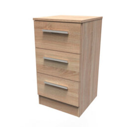 Trent 3 Drawer Bedside Cabinet In Black & Black Matt (Ready Assembled) - thumbnail 3