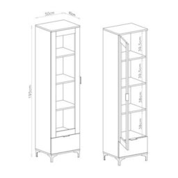 Heze Furniture Lana Modern Display Cabinet With Glass Door And Drawer In Elegant Walnut - thumbnail 4