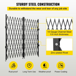 Vevor Double Folding Security Gate, 5 In H X 10 In W Folding Door Gate, Steel Accordion Security Gate, Scissor Gate - thumbnail 4