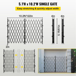 Vevor Double Folding Security Gate, 5 In H X 10 In W Folding Door Gate, Steel Accordion Security Gate, Scissor Gate - thumbnail 3