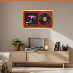 "30X17"" Gold Modern Vinyl Record Frame With Crimson Mount For 12 Inch Lp Album Cover & Disc - Ak Frames" - thumbnail 8