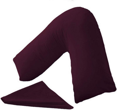 Homes & Linen Orthopaedic V-Shaped Pillow Extra Cushioning Support For Head, Neck & Back (Plum, V-Pillow With Cover