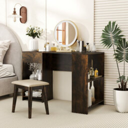 Costway L-Shaped Computer Desk Compact Corner Executive Desk W/storage-Rustic Brown - thumbnail 5