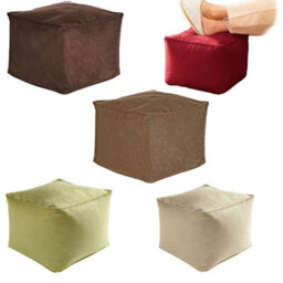 Just So Home Footstool Faux Suede Cube Pouffe Footrest Foot Support (Sage) - thumbnail 2