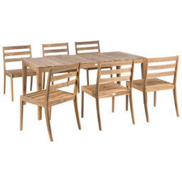 Beliani Garden Dining Set 6 Seater Chioggia Certified Acacia Wood Light Brown - thumbnail 1