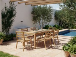 Beliani Garden Dining Set 6 Seater Chioggia Certified Acacia Wood Light Brown - thumbnail 2