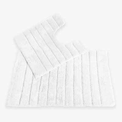 Allure Bath Fashions Ribbed Two Piece Bath Mat & Toilet Mat Set - White - image 1