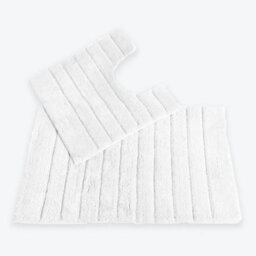 Allure Bath Fashions Ribbed Two Piece Bath Mat & Toilet Mat Set - White - thumbnail 1