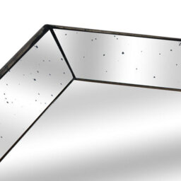 Astor  Distressed  Mirrored  Square  Tray  W/wooden  Detailing  Lge - thumbnail 2