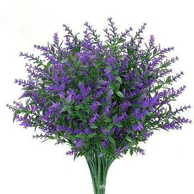 Artificial Lavender Flowers, Artificial Flower Bouquet Decor, Fake Artificial Plants For Indoor And Outdoor Use - 6 Pcs And Purple - image 1