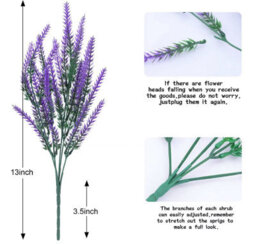 Artificial Lavender Flowers, Artificial Flower Bouquet Decor, Fake Artificial Plants For Indoor And Outdoor Use - 6 Pcs And Purple - thumbnail 2