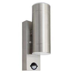Long Life Lamps Company 12W Led Double Outdoor Wall With Pir Movement Sensor Stainless Steel Cool White Zlc365Sen