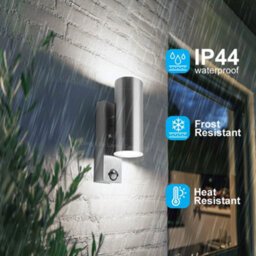 Long Life Lamps Company 12W Led Double Outdoor Wall With Pir Movement Sensor Stainless Steel Cool White Zlc365Sen - thumbnail 9