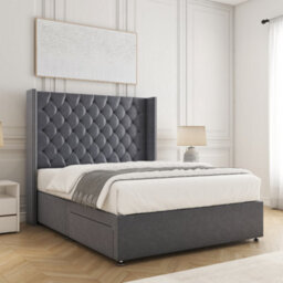 Bsspoke Olivia Divan Bed Steel Plush Velvet 54Inch Headboard & No Mattress & No Drawers In 3Ft 4Ft 4Ft6 5Ft 6Ft - thumbnail 2