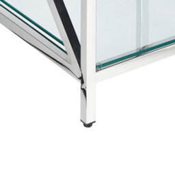Beliani Side Table Audet Tempered Glass Silver - thumbnail 7