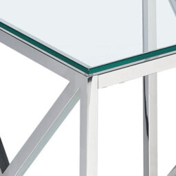 Beliani Side Table Audet Tempered Glass Silver - thumbnail 6