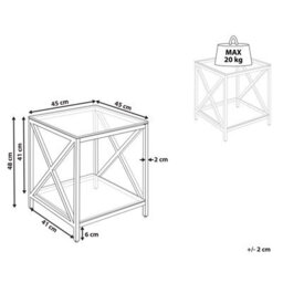 Beliani Side Table Audet Tempered Glass Silver - thumbnail 3