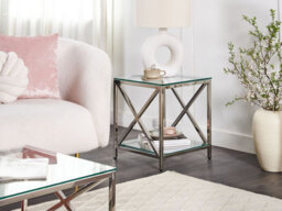 Beliani Side Table Audet Tempered Glass Silver - thumbnail 2