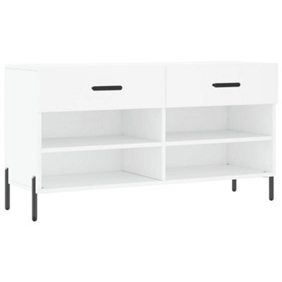 Berkfield Industrial Shoe Bench White 102X35X55 Cm Engineered Wood