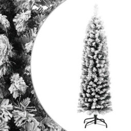 Vidaxl Slim Artificial Christmas Tree With Flocked Snow Green 150 Cm Pvc