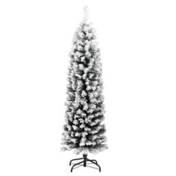 Vidaxl Slim Artificial Christmas Tree With Flocked Snow Green 150 Cm Pvc - thumbnail 2