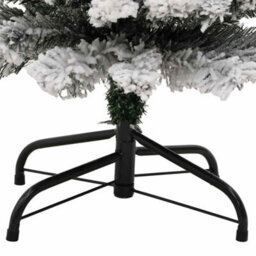 Vidaxl Slim Artificial Christmas Tree With Flocked Snow Green 150 Cm Pvc - thumbnail 5