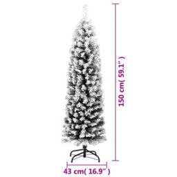 Vidaxl Slim Artificial Christmas Tree With Flocked Snow Green 150 Cm Pvc - thumbnail 7