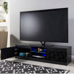 MMT Funiture Designs Modern Tv Stand Cabinet Black 140Cm Matt Gloss Suitable For 42 49 50 55 65 Inch Tv's - thumbnail 3
