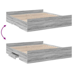 Berkfield Bed Frame With Drawers Without Mattress Grey Sonoma 180X200 Cm Super King - thumbnail 7